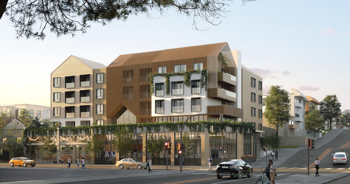 Mixeduse development under construction at 700 N Virgil Avenue